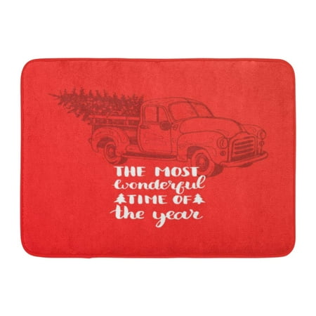 GODPOK Black Vintage The Most Wonderful Time in Year Lettering on Red Christmas Toy Pickup Happy Holidays Rug Doormat Bath Mat 23.6x15.7 (Best 4 Door Pickup)