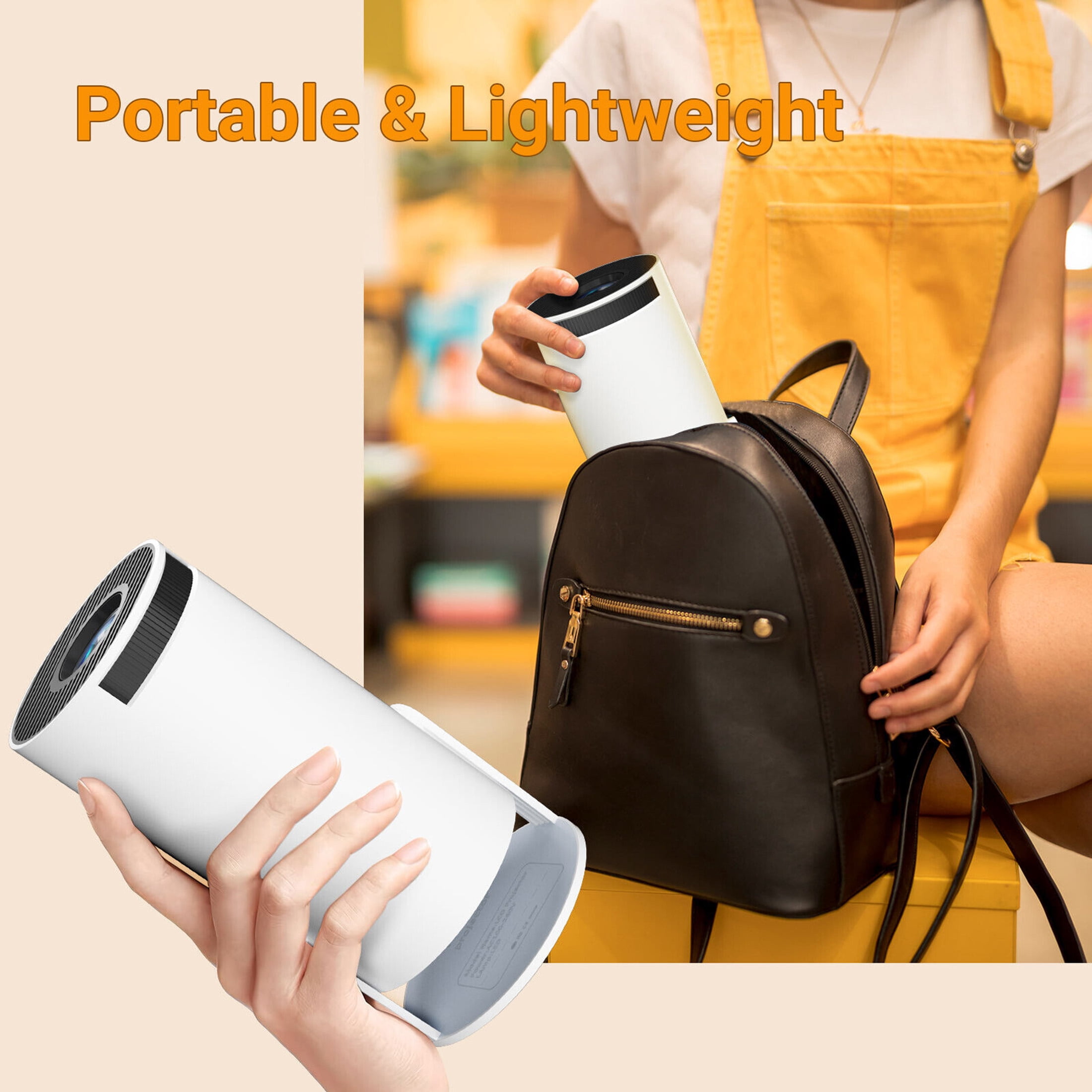 Portable Mini Projector with WiFi and Bluetooth, Home Theater, Outdoor Movie Projector, 4K & 1080P Supported