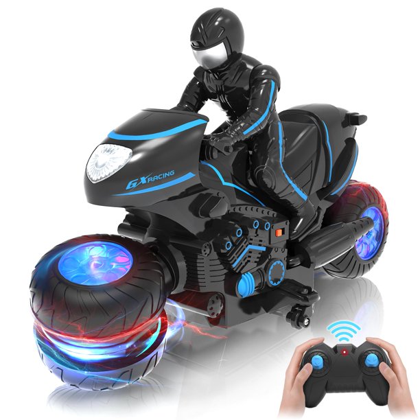 Motocicleta RC iappadore con luces RGB para niños de 4 a 12 años