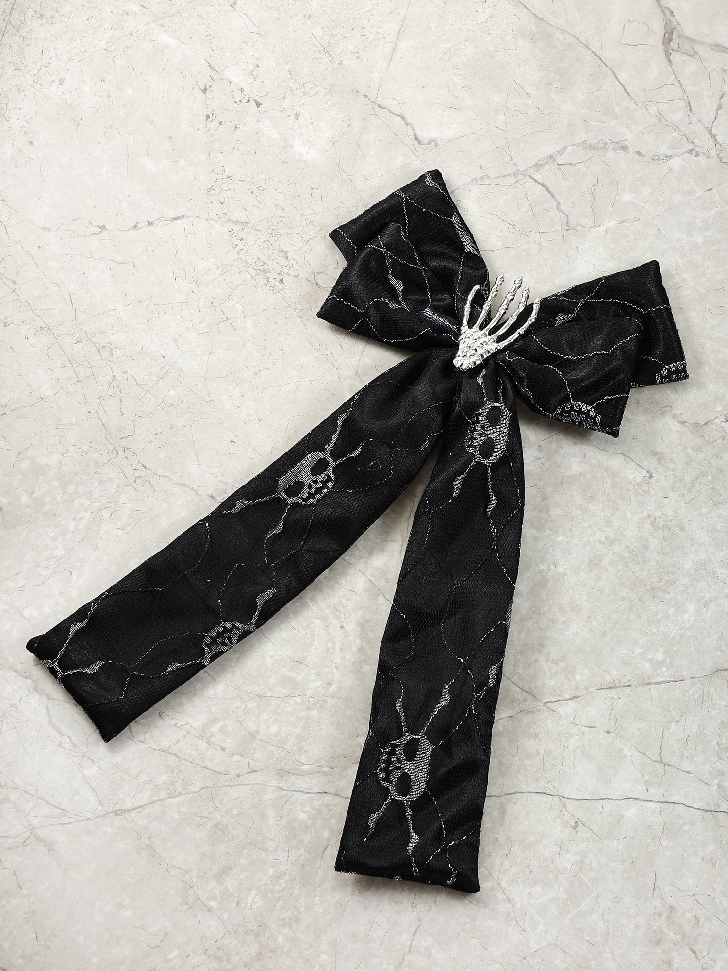Way to Celebrate Halloween Hair Bow Barrette, Skeleton Hand, Black, 1 Piece