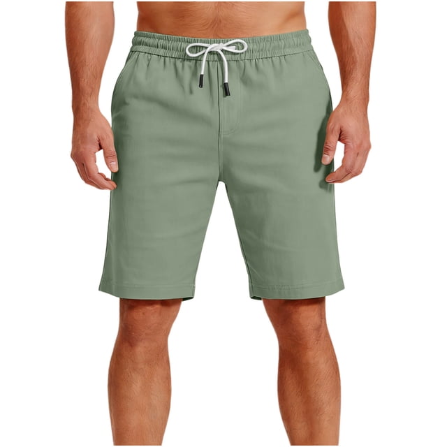 cfhntfmh Men's Casual Shorts with Pockets Straight Leg Loose Fit Chino Shorts Drawstring Elastic Waist Work Golf Shorts