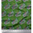 thumbnail image 1 of Soimoi Green Rayon Fabric Text,Star & Firecrackers Party Print Sewing Fabric Yard 42 Inch Wide, 1 of 3