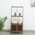 thumbnail image 2 of BALANBO Bamboo Ladder Shelf Modern Wood Bookshelf Tall Bookcase Leaning Wall Shelves Open Standing Storage Rack Shelves for Living Room, Bathroom, Kitchen, Office (3 Tier-27.2x11.8x47.2), 2 of 7