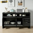 thumbnail image 2 of GZXS Black 3-Door Sideboard Buffet Cabinet with 3 Drawers and Semi-Open Shelf, 60-Inch Storage Credenza for Dining Room, Living Room, Entryway, 2 of 9