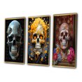 Designart "Funky Halloween Smiling Skull I" Skull Framed Wall