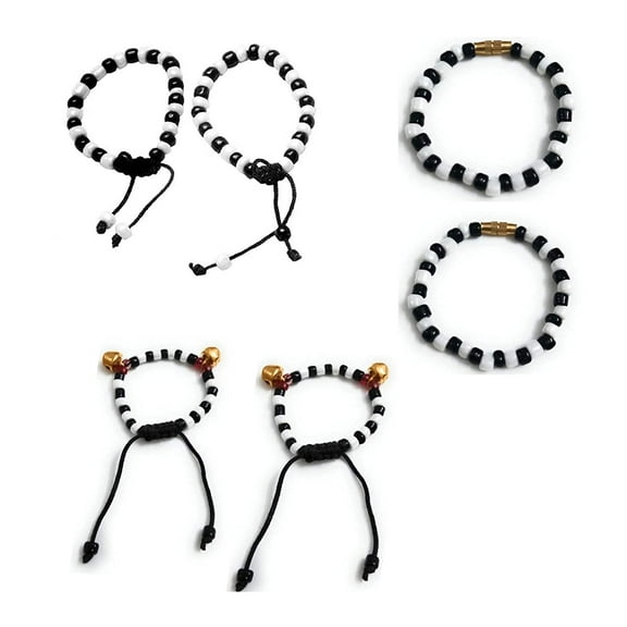 Nazariya Bangles Fancy jewellery with Black and White Beads Adjustable Bracelet for Boy's /Girl's Set of 3