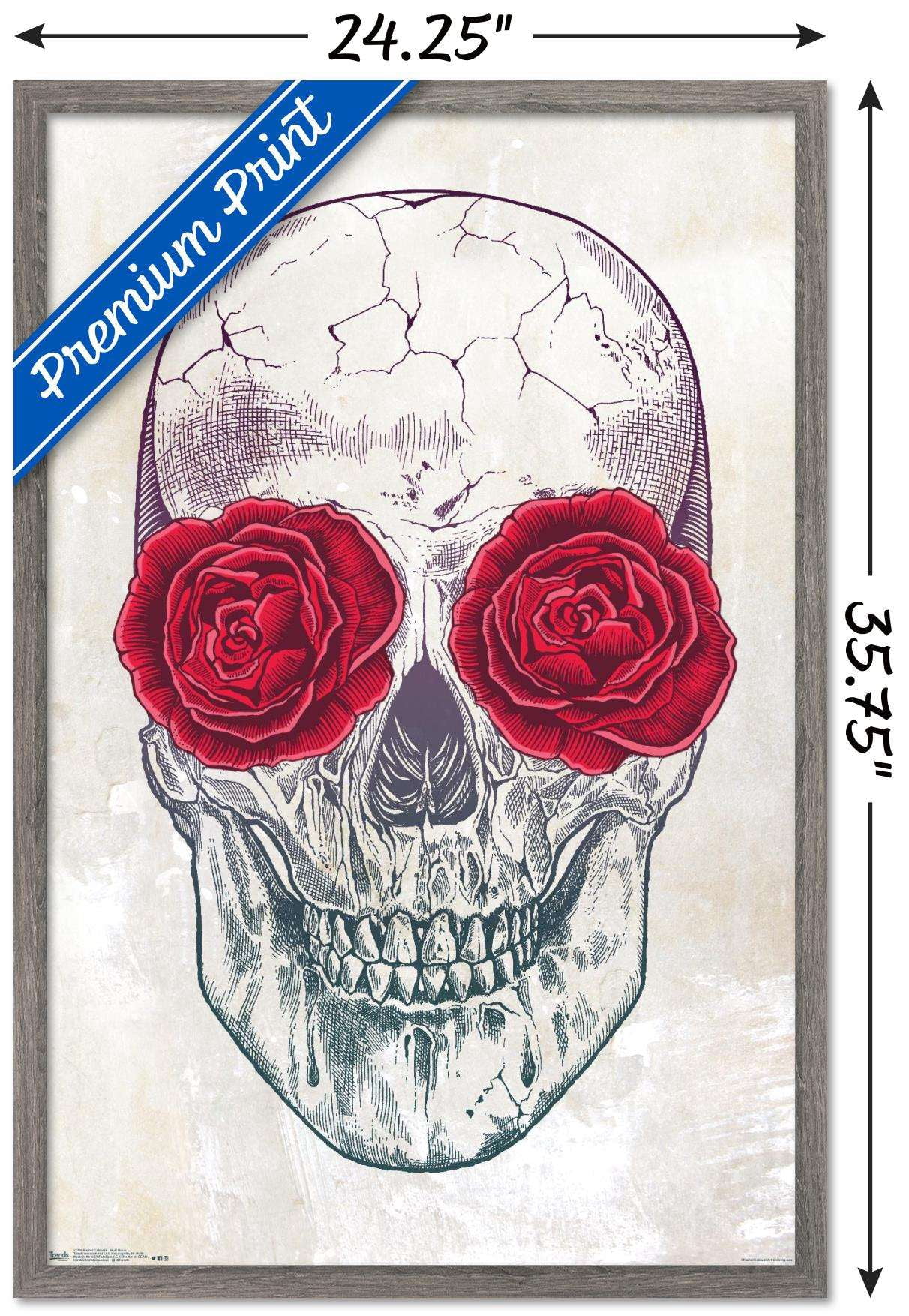 Rachel Caldwell - Skull Roses Wall Poster, 22.375" x 34", Framed