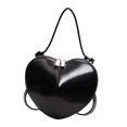 thumbnail image 1 of Bolso de mano con cremallera para mujer, bolso único con forma de corazón para suministros de , citas de viaje Negro, 1 of 8