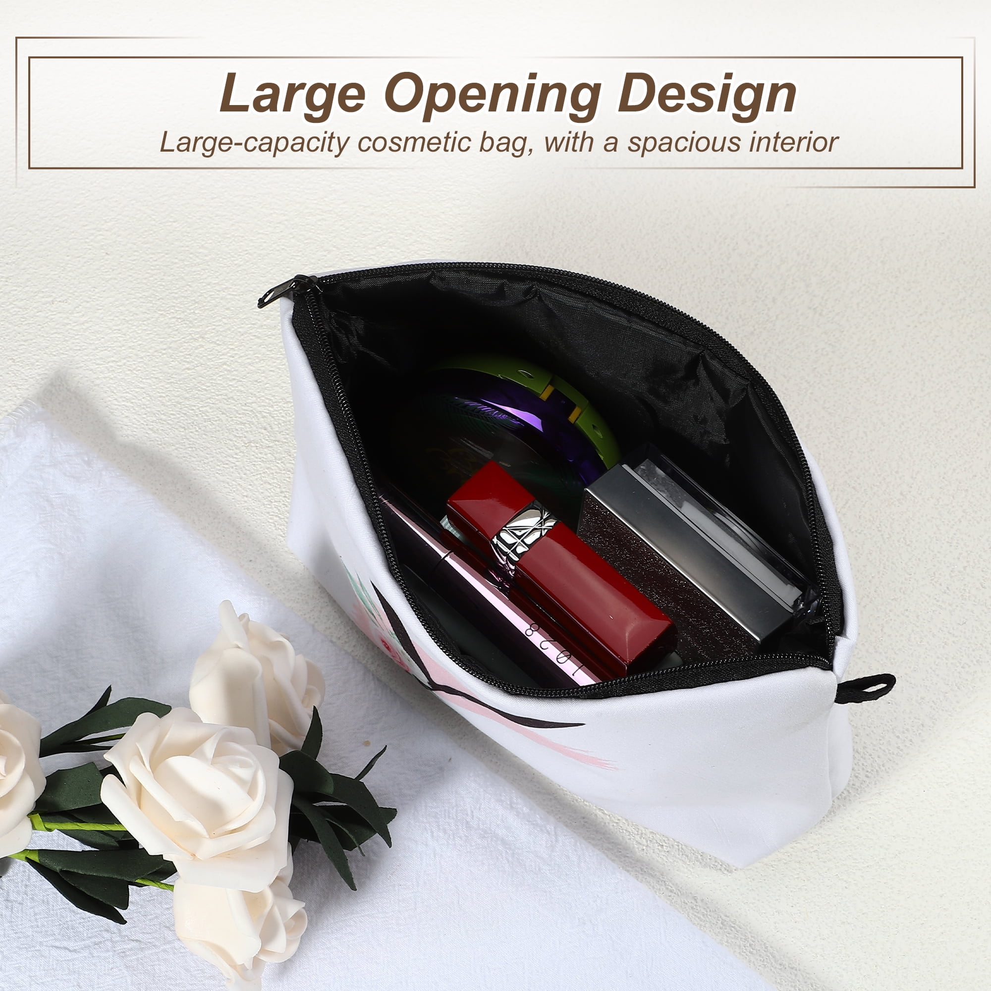 Unique Bargains Personalized Makeup Bag Y Cosmetic Bag Small Monogrammed Purse White