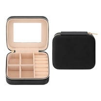 Unique Bargains Portable Velvet Jewelry Organizer Case for Women Black