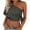 Gray, variant on Womens Tops Single Shoulder Short Sleeve Side Drawstring Solid Color Shirts Backless Cropped Blouses