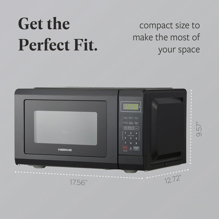 『HAMI VEN BLACK×SILVER』 Farberware 0.7 Cu Ft, Black, Countertop Microwave Oven with