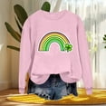 thumbnail image 5 of Funny St Patricks Day Shirt Women Four Leaf Clover Rainbow Graphic Sweatshirt Crewneck Long Sleeve Pullover Tops St Patrick Day Shirts Women, 5 of 7