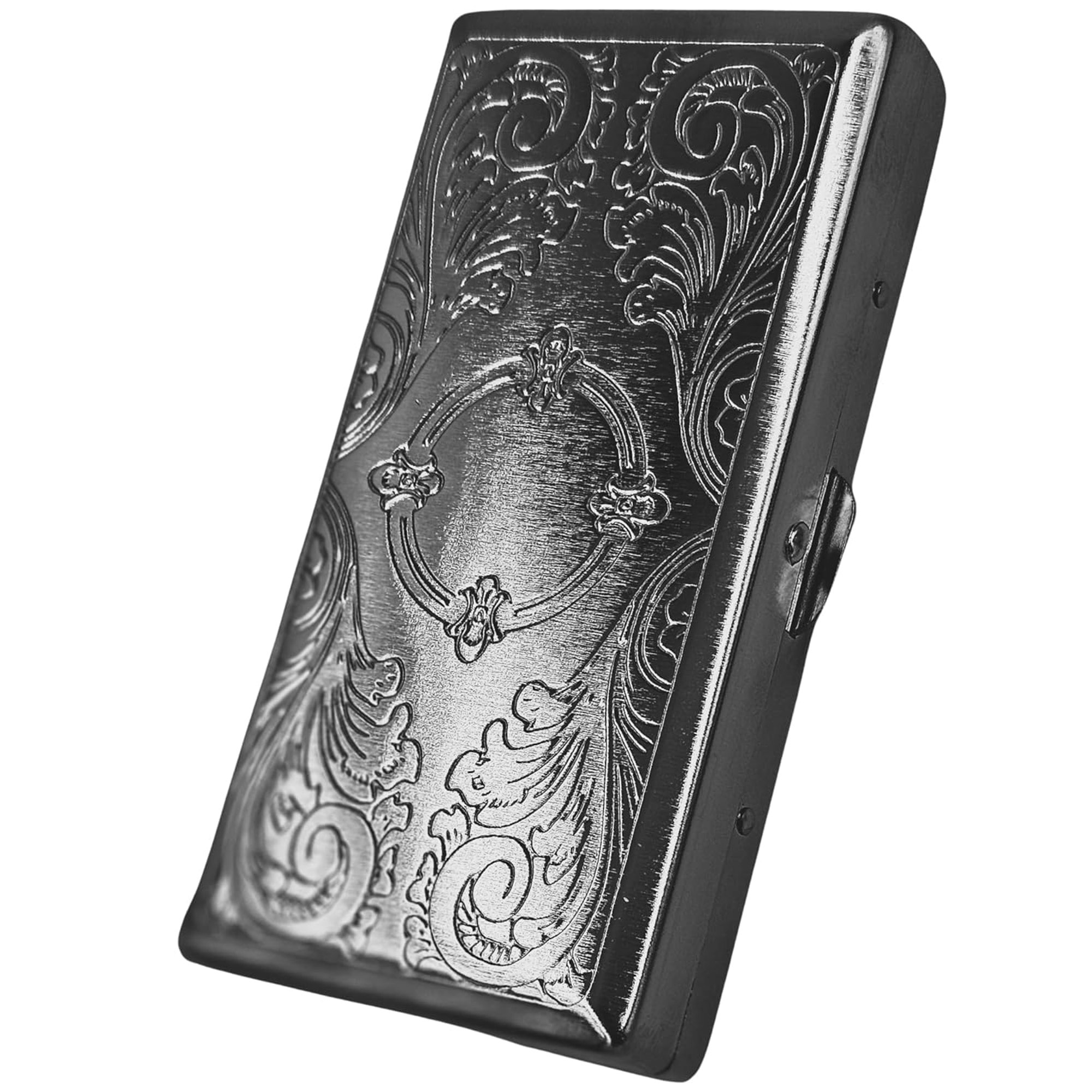 credit card sized cigarette case Stylish Design Retro Metal -Double Sided Spring Clip Open Cigarette,Pocket Holder Holder Protective Security Wallet for Men and Women,Holds 18-20 100mm (Vine Gold) : Health & Household Vintage Shabby Chic Cigarette Case