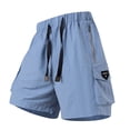 thumbnail image 2 of Garbnen Cargo Shorts Men Quick Dry Bermuda Shorts Men Drawstring Breathable Fitness Basketball Men's Athletic Shorts with Pockets Blue XXXL, 2 of 5