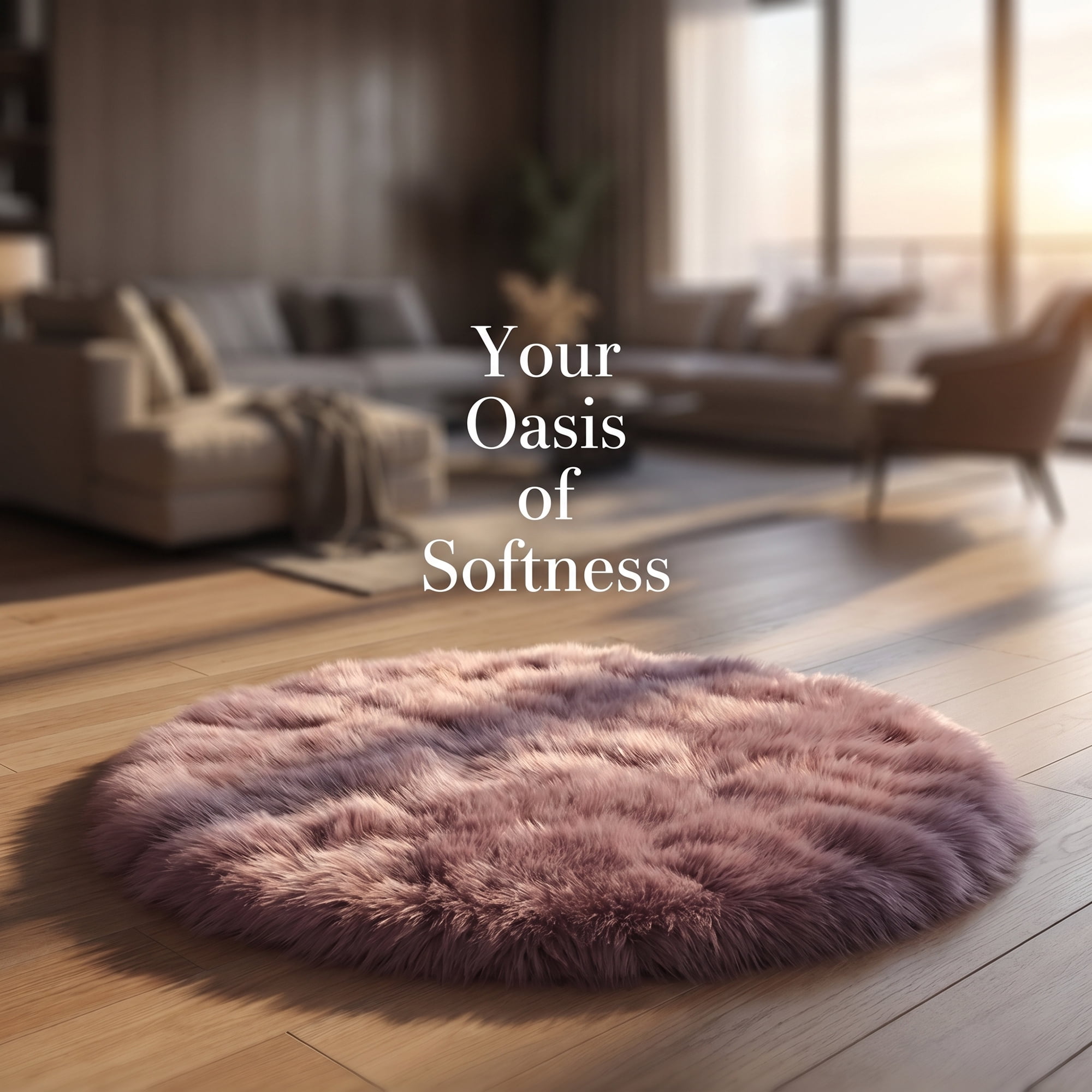 Unique Bargains Shaggy Round Area Rug Fluffy Non-Slip Fuzzy Carpet 28" x 28" Purple