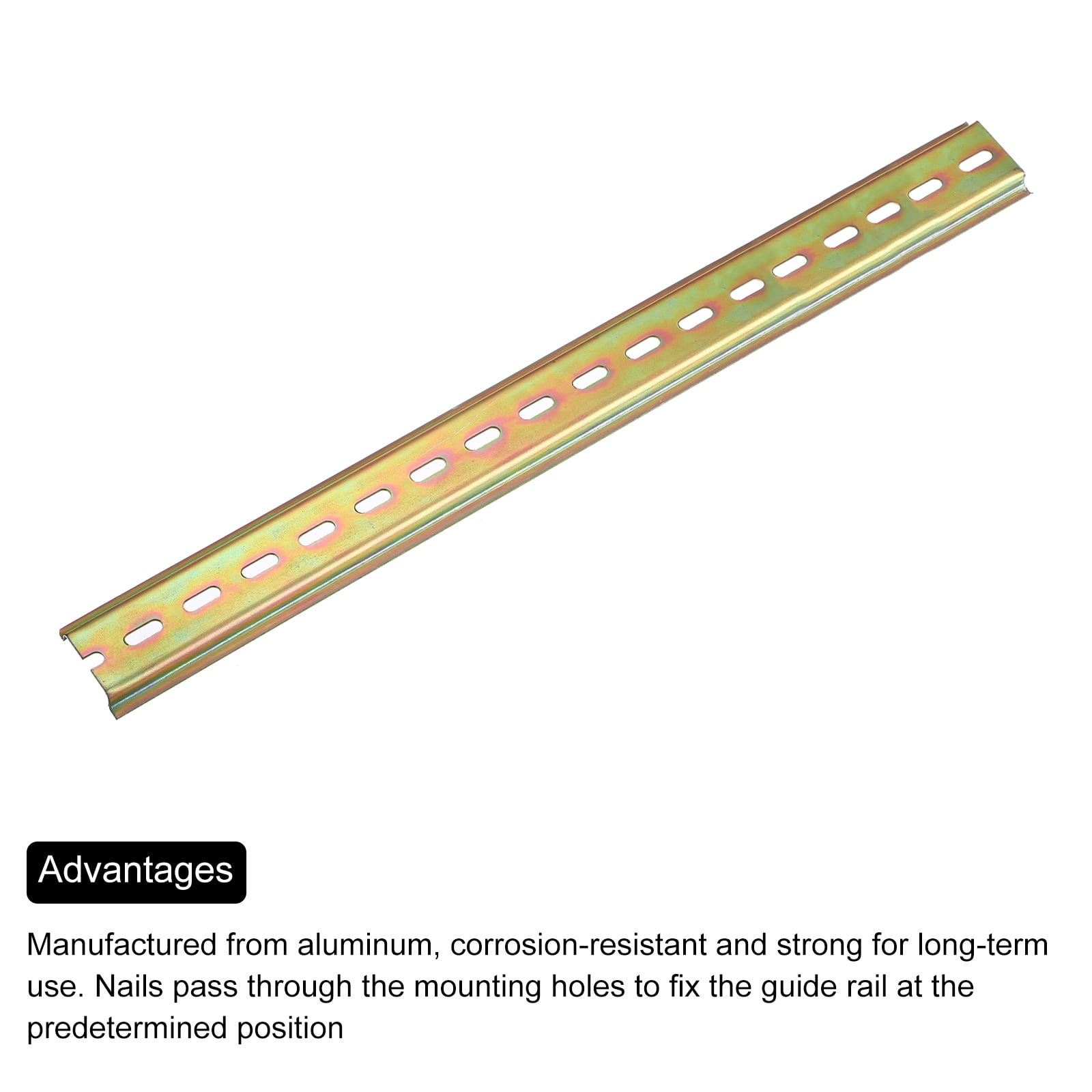 3 Pcs DIN Rail Slotted Iron Mounting Guide 20"(500mm) x 35mm x 6.5mm High Bronze Tone