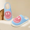 thumbnail image 2 of Smile Face Slippers for Women and Men Retro Comfy PU Leather Slip-On House Shoes with Memory Foam Warm Soft Flat Slides for Indoor & Outdoor, 2 of 5