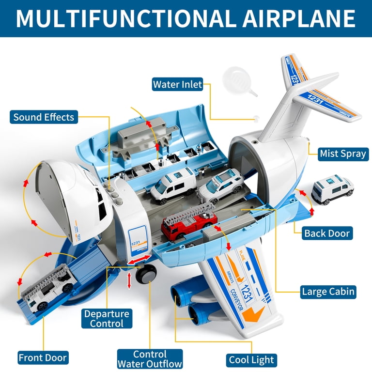 Lucky Doug Airplane Playset, Oversized with 10 Cars photo 7