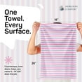 thumbnail image 5 of HEIRLOOM COMFORT Fiesta Stripe 100% Cotton Dish Towels Set of 3, Large 18x26 Inch, Quick Dry, Absorbent & Reusable for Cleaning, Cooking, Kitchen Decor, Machine Washable, Rose Pink & Lavender, 5 of 7