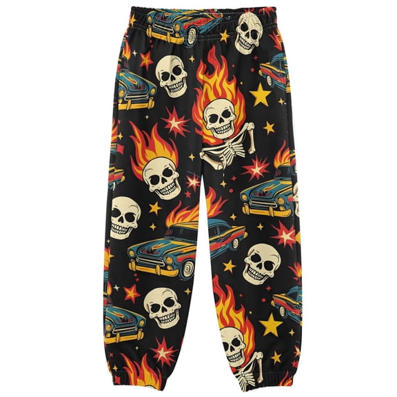 joogoo Racing Car Skull Fire Boys' Sweatpants Jogger Pants 5-6Y