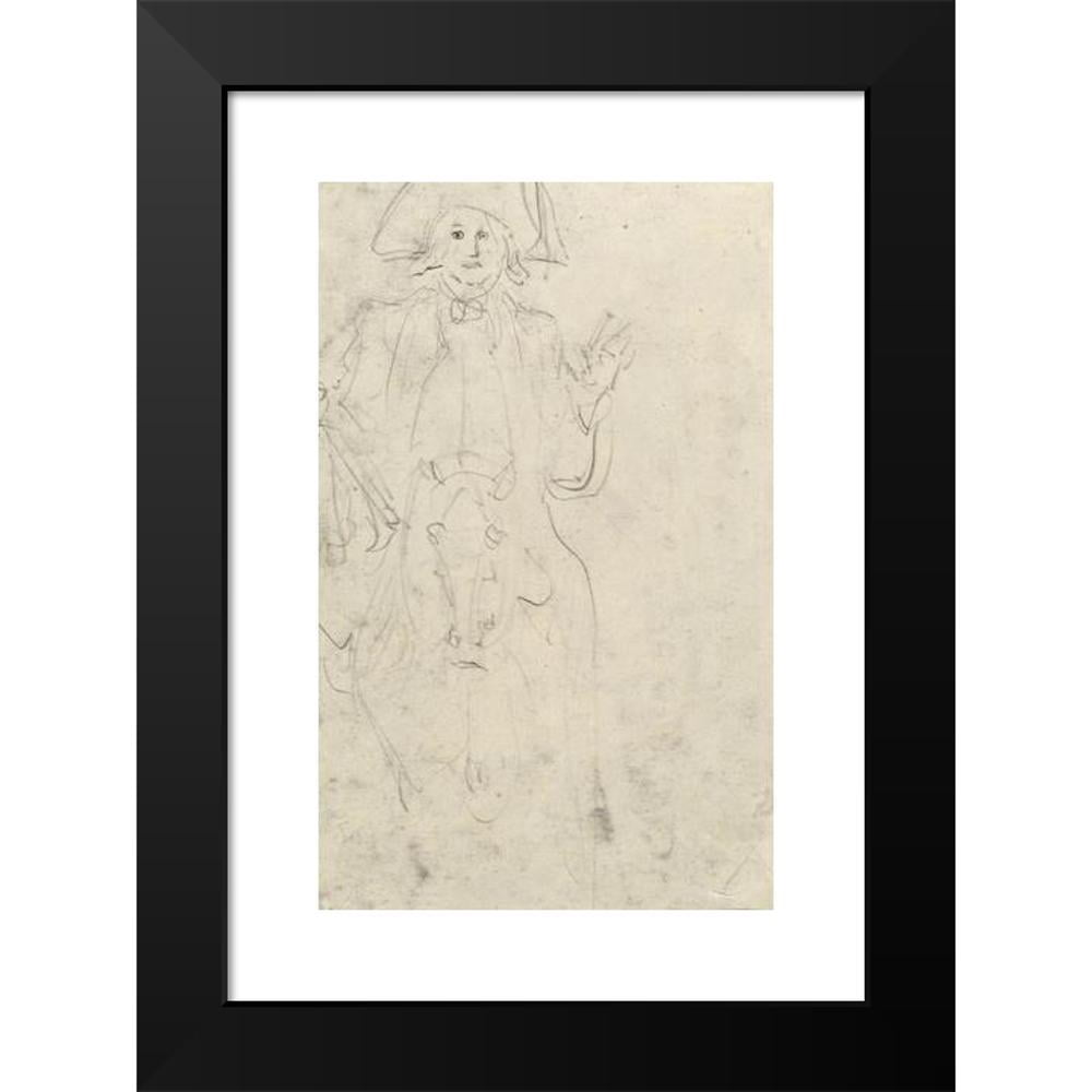 Jean-Honoré Fragonard 11x14 Black Modern Framed Museum Art Print Titled - Man on a Horse (Verso)