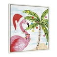 thumbnail image 2 of Kate and Laurel Sylvie Holiday Flamingo Framed Canvas Wall Art by Sara Berrenson, 22x22 White, Decorative Holiday Beach Art for Wall, 2 of 8