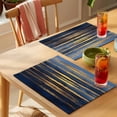 thumbnail image 4 of Summer Blue Gold Placemats Set of 4 Modern Coastal Ocean Wave Place Mats Indoor Wipeable Table Mats Washable Cloth Dining Table Placemats for Kitchen Holiday Party Home Decor 13x19 Inch, 4 of 9