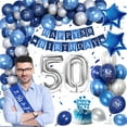 thumbnail image 6 of Navy Blue 50th Birthday Decorations for Men, Navy Blue Silver Happy 50th Birthday, Blue and Silver 50th Birthday Balloons with Birthday Banner for Him 50 Years Old Birthday Party Supplies, 6 of 7