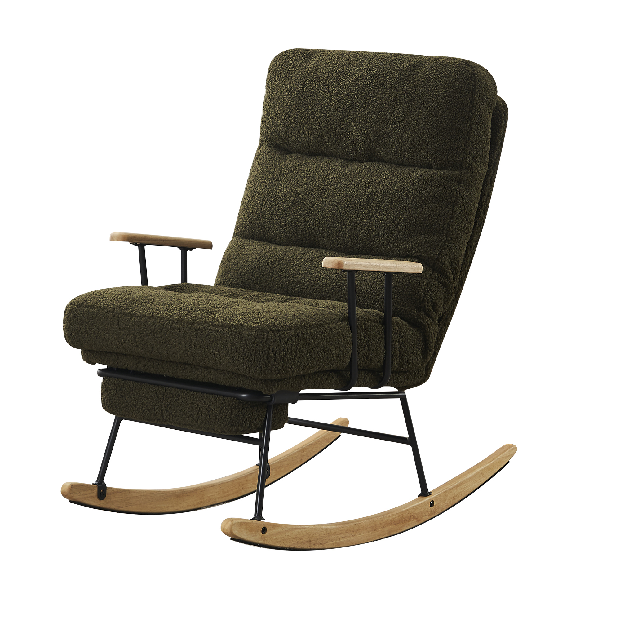 Banome Modern Teddy Gliding Rocking Chair with High Back - Retractable Footrest and Adjustable Back Angle - Perfect for Nursery, Living Room, and Bedroom