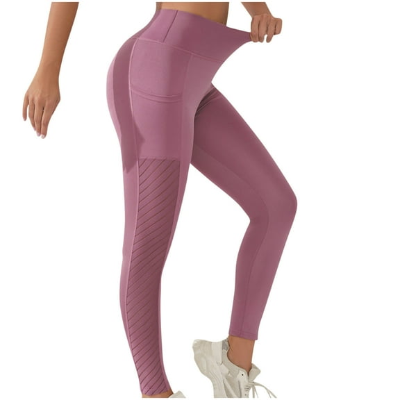High Waisted Leggings for Women-Soft Athletic Tummy Control Pants for Running Yoga Workout Reg & Plus Size Pink XL