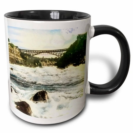3drose, Niagara Falls Whirlpool Rapids and Bridge Early 1900s, 11oz Two-tone Black Mug