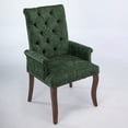 thumbnail image 4 of Upholstered Chenille Fabric Accent Chair with Armrests & Curved Solid Wood Legs Elegant Tufted Dining Chair for Dining Room Kitchen Living Room Olive Green Single Pack, 4 of 26