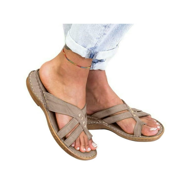 voldgrav Har lært nul Women's Orthopedic Sandals Flip Flops Open Toe Flat Comfy Summer Shoes Size  - Walmart.com