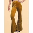 thumbnail image 2 of Arvbitana Women's Velvet Flared Pants Solid Color Elastic High Waist Bell- Bottom Trousers Ladies Casual Slim Bootcut Leggings for Streetwear S M L XL XXL, 2 of 3