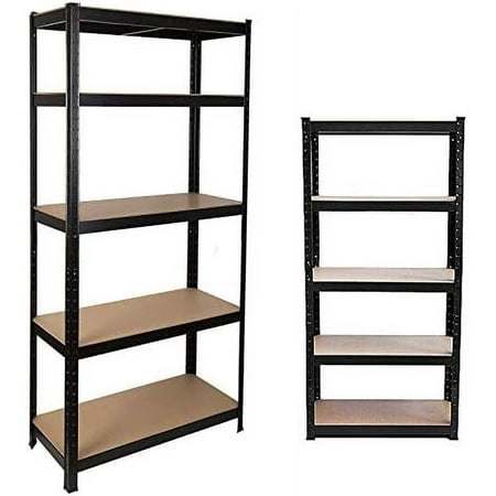 

77 Shelves Heavy Duty Steel Frame 5-Tier Garage Shelving Unit Metal Multi-Use Rack for Home/Office/Dormitory/Garage Adjustable Height Bolt-Free Easy Installation Black