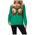 thumbnail image 1 of Pull à Capuche pour Femmes de Noël, Cardigan d'Hiver à Col Rond, Fermeture à Manches Longues, Veste Mi-Longue, Chandail en Molleton Imprimé Graphique, 1 of 6