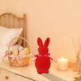 thumbnail image 5 of Flocked Easter Bunny Figurine, 7.87inch Flocking Bunnies Statue with Ribbon Bow Cute Rabbit Table Ornaments Coloful Animal Sculptures for Spring Home Party Supplies, 5 of 6
