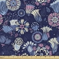 thumbnail image 1 of Garden Upholstery Fabric by the Yard, Ornate Flowers Corsage Design Spring Blossom in Doodle Style, Decorative Fabric for DIY and Home Accents, 10 Yards, Blue Cream by Ambesonne, 1 of 4