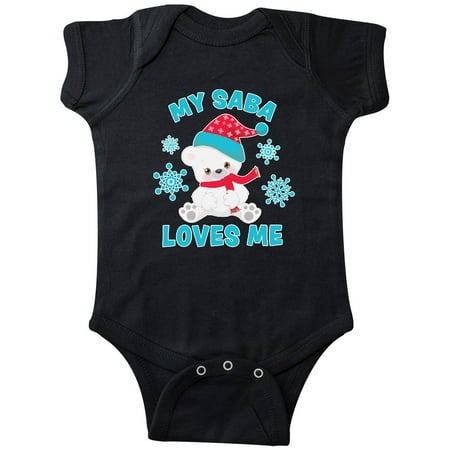 

Inktastic Polar Bear My Saba Loves Me in Santa Hat with Snowflakes Gift Baby Boy or Baby Girl Bodysuit