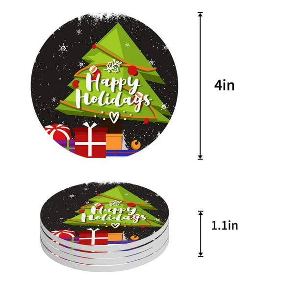 FMSHPON Ocean Decor Tropical Trees on an Island Beach Through White Wooden Windows Set of 8 Round Coaster Drinks, Absorbent Ceramic Stone Coasters Cup Mat Cork Base Coffee Table Bar Decor