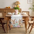 thumbnail image 3 of Easter Rabbit Table Runner 120 Inches Long for Kitchen Dining, Spring Flower Leaf Plant Wild Floral Dresser Scarf Farmhouse, Dining Table Decorations for Wedding/Parties, 13 x 120 In, 3 of 8