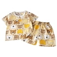 thumbnail image 1 of Ulanda Ensemble de Pyjama 2 Pcs Pjs Coton Tenue de Nuit d'Été Manches Courtes Haut avec Bas (Brun, 7-8 Ans), 1 of 6