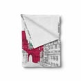 thumbnail image 2 of Prague Soft Flannel Fleece Blanket, Romantic Style Composition with Girl on a Bicycle Hand Drawn Arrangement, Cozy Plush for Indoor and Outdoor Use, 70" x 90", Magenta Grey and White, by Ambesonne, 2 of 6
