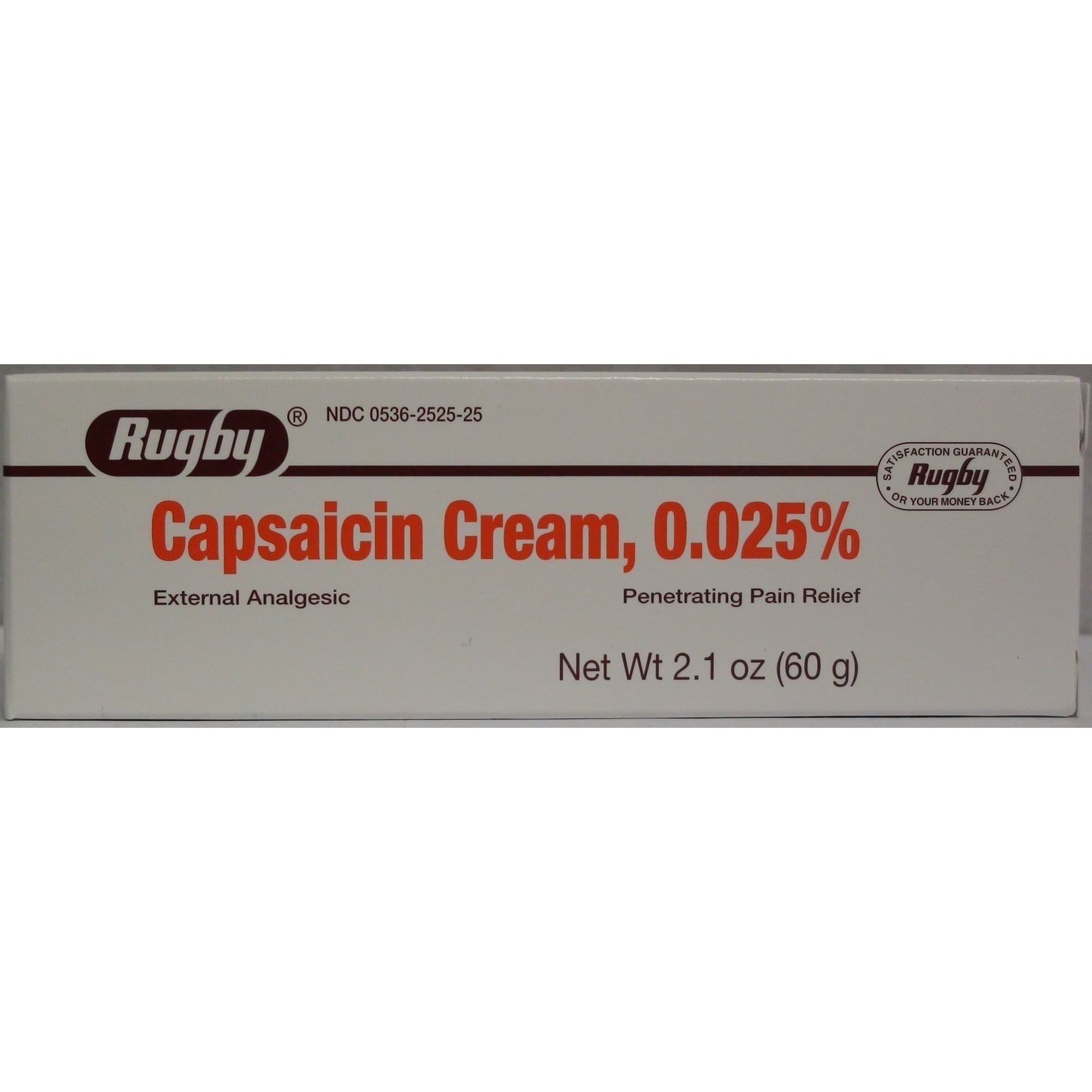 Rugby Capsaicin 0.025% Pain relief Cream, 2.1 Oz.