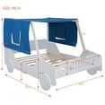 thumbnail image 3 of Miniyam Full Size Car-shaped Bed with Tents,Montessori Inspired Bedroom,Wooden Platform Bed with Sturdy Slat Support,White, 3 of 9