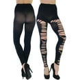 thumbnail image 3 of ToBeInStyle Women's Ripped Opaque Footless Tights - Black, 3 of 8