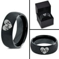 thumbnail image 4 of Tungsten Heart Beat HeartBeat Emoji Line CPR EMT Band Ring 8mm Men Women Comfort Fit Black Dome Brushed Polished, 4 of 4