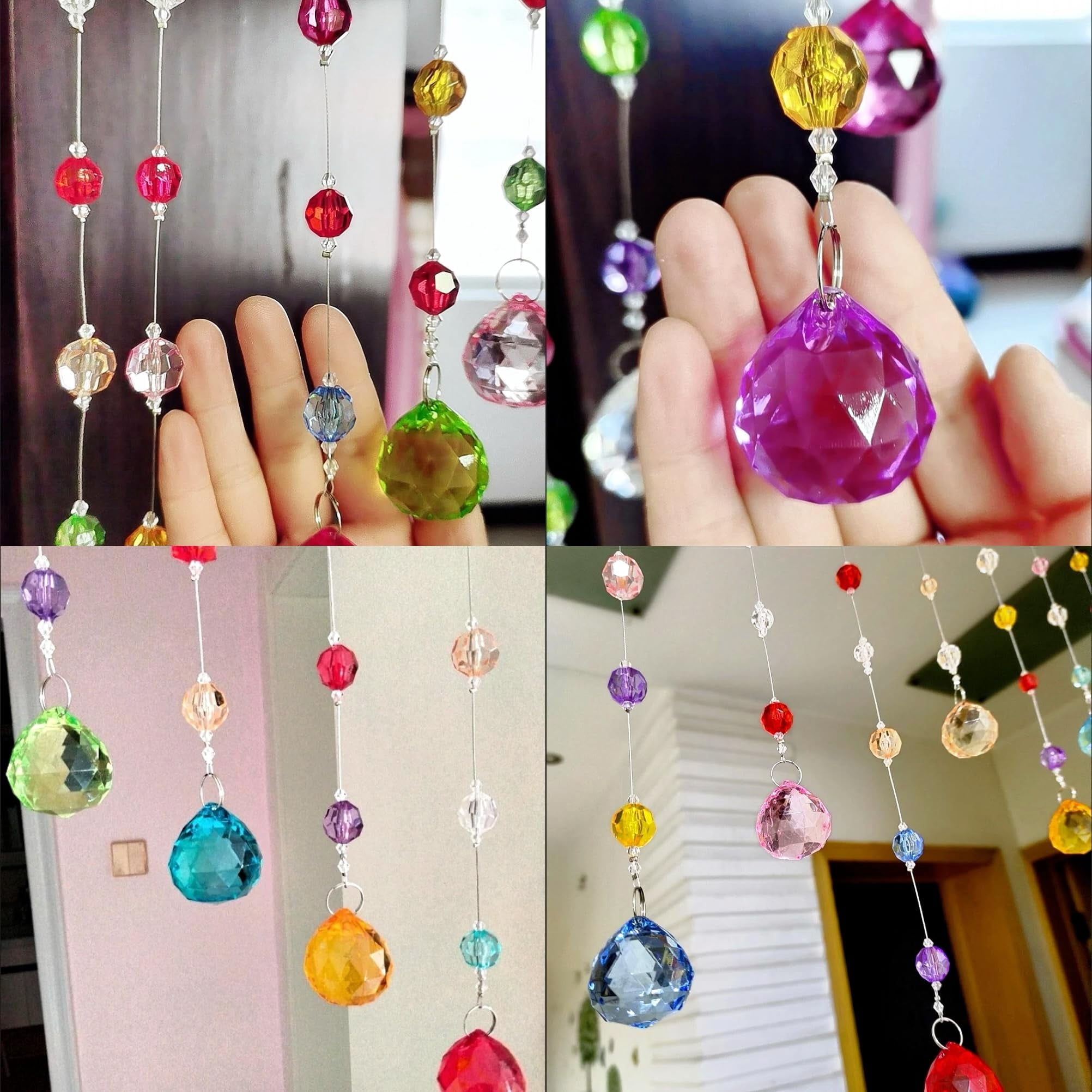 20 Strings Multicolor Crystal Beaded Curtain Room Divider & Door Decoration