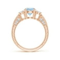 thumbnail image 2 of ANGARA Natural Three Stone Round 1.12 ct Aquamarine and Diamond Ring in 14K Rose Gold for Women (Size-7mm) | March Birthstone, Birthday, Anniversary, Jewelry Gift for Women | Natural Aquamarine Ring, 2 of 9